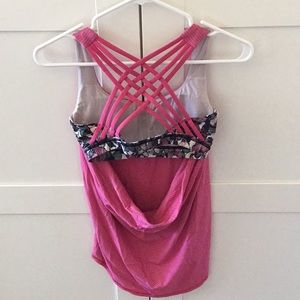 Lululemon pink tank with built in sports bra